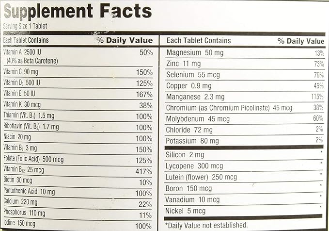 Kirkland Signature Adult 50+ Multi Vitamins &amp Minerals 400 Tablets (2 Pack)