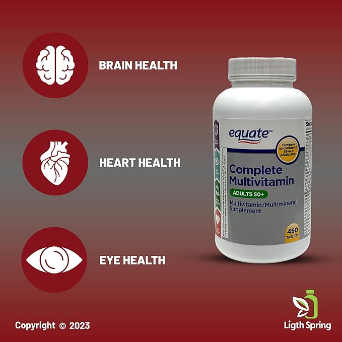 Equate Adults 50+ Complete Multivitamin/Multimineral Supplement Tablets 450 Ct Bundle with Exclusive Vitamins &amp Minerals