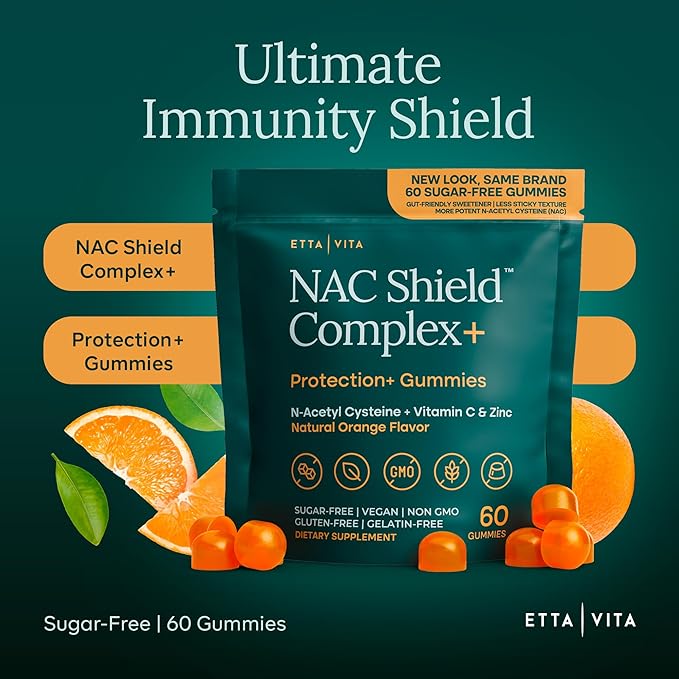 Sugar-Free NAC Gummies (Immune Support Complex) N-Acetyl Cysteine Vitamin C &amp Zinc - Supports Respiratory Health Liver Detox &amp Cleanse Kidney Function NAC Supplement for Kids and Adults -