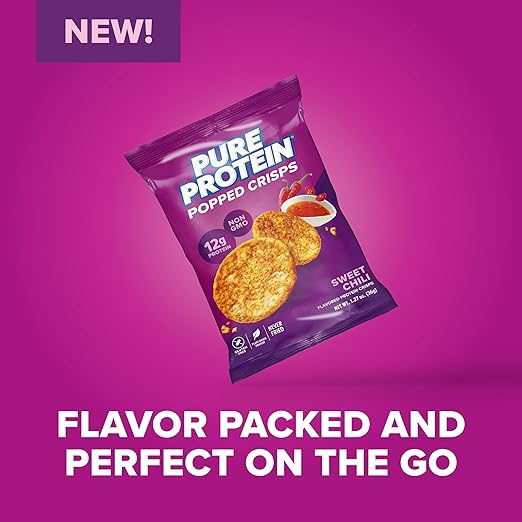 Pure Protein Popped Crisps Sweet Chili High Protein Snack 12G Protein 1.27oz. 12 Count