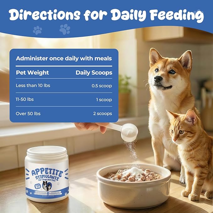 Appetite Stimulant Powder for Dogs &amp Cats Vitamin B12 Supplement with Methylcobalamin Supports Appetite Energy &amp Daily Vitality Dietary Supplement for Pets