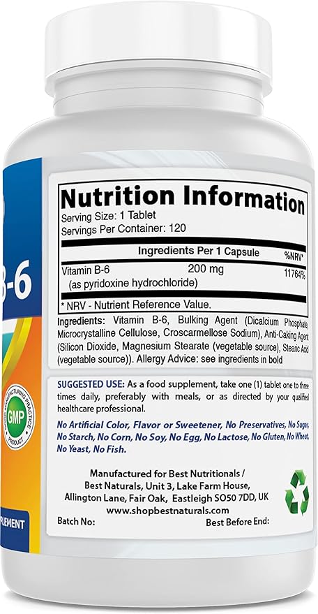 Best Naturals Vitamin B1 as Thiamine Mononitrate 500 mg &amp Vitamin b6 200mg