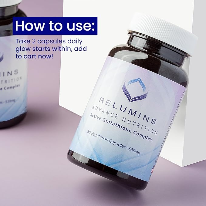 Relumins Advance White Active Glutathione Complex - Max Dose 900mg Glutathione with 6X Boosters ALA &amp NAC - Spring Glow Essentials Anti-Aging Skin Brightening Supplement - 60 Caps x 3 Bottles