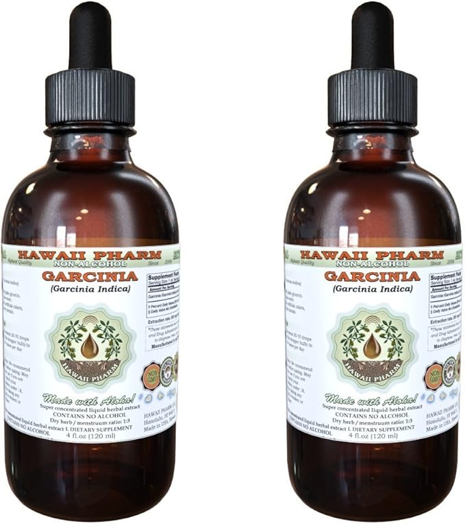 Hawaii Pharm Garcinia Alcohol-Free Liquid Extract Professional Grade Small Batch Garcinia Indica Dried Fruit Glycerite 2x4 oz