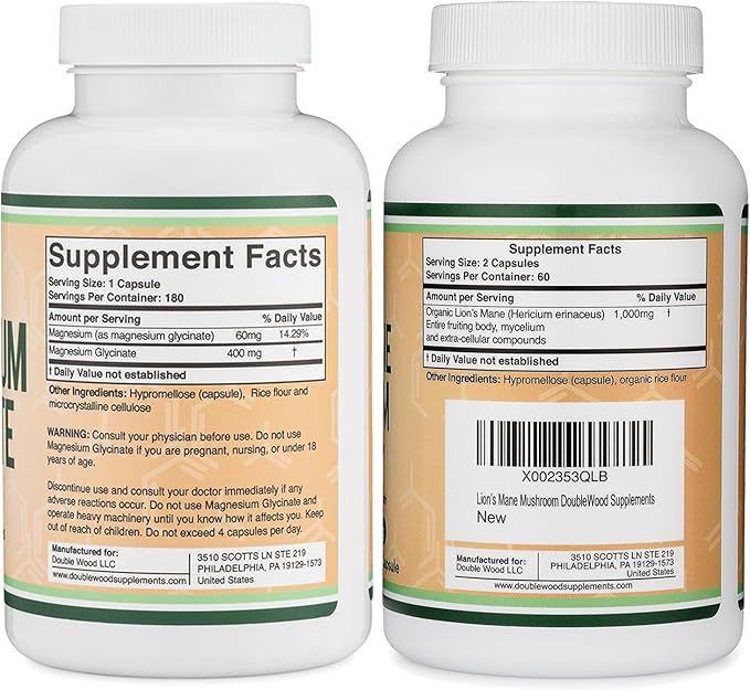 Wellness Support Duo – Magnesium Glycinate and Lion’s Mane to Support Overall Health and cognition