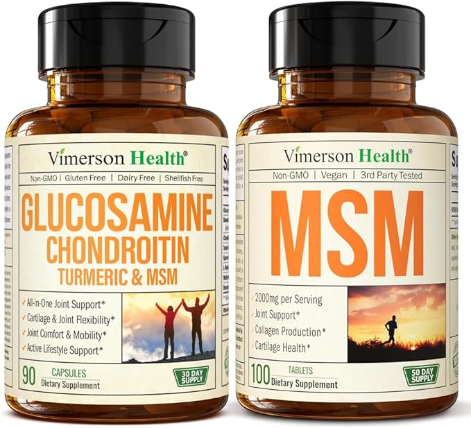 Glucosamine Chondroitin MSM Joint Support Supplement &amp High Potency MSM Supplement (2000mg per Serving) for Cartilage &amp Joint Health