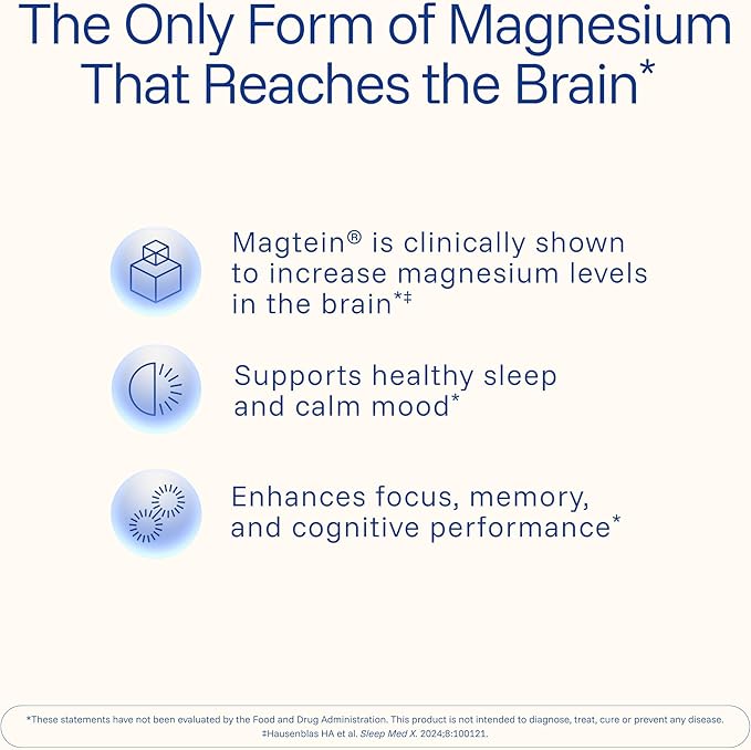 Magnesium L-Threonate Supplement (Magtein) 90 Capsules | Clinically Supported for Brain Health | Optimize Learning Memory &amp Focus | 3rd Party Tested (3 Pack)