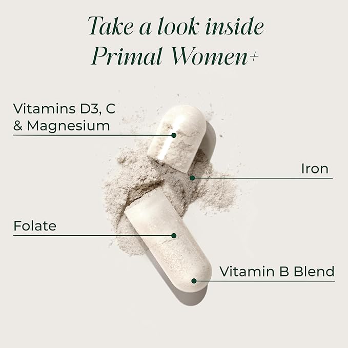 Primal Harvest Women+ Woman's Multivitamin Vitamin A Vitamin C Vitamin D and E Vitamin B12 B6 Biotin Zinc Supplements1 Pack 60 Capsules