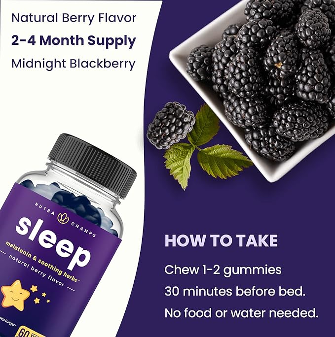 NutraChamps Sleep Gummies for Adults &amp Kids Melatonin Gummies with Chamomile Valerian &amp L Theanine Vegan Childrens Melatonin 3mg 1.5 mg or 6mg (Pack of 2 120 Gummy)