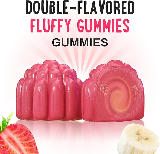 Double-Flavored Vitamin D3 K2 &amp Calcium Fluffy Gummies - Supplement for Healthy Teeth Bone &amp Energy - 5000 IU D3 120 mcg K2(MK-7) 120 mg CA - Vegan &amp Non-GMO - 60 Count