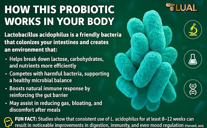 LUAL Acidophilus Probiotics for Women &amp Men – 2 Billion CFU per Caplet. Supports Digestive &amp Immune Health. Gluten-Free Non-GMO – 100 Caplets – 100 Days Supply – 1 Per Day