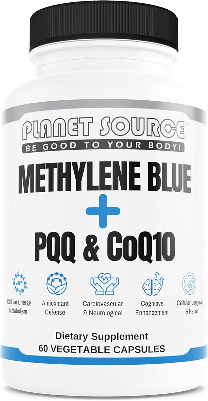Methylene Blue + PQQ &amp CoQ10 60 Capsules Brain Support Energy Boost Heart Health
