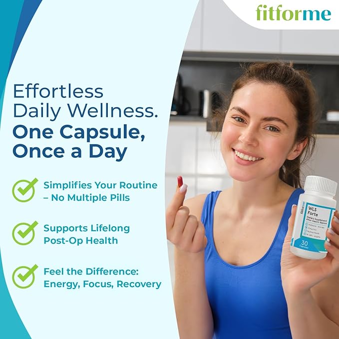 FitForMe Bariatric Multivitamins with Iron After Gastric Bypass - One a Day WLS Forte Capsule - 90 Days Supply of Vitamins &amp Minerals Scientifically Proven