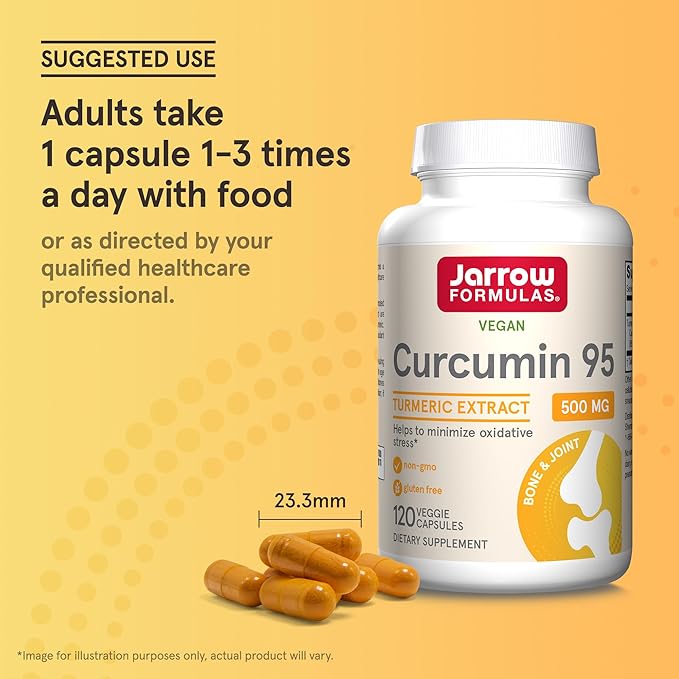Jarrow Formulas Curcumin 95 Supplement - Turmeric Extract Supplement 500 mg for Antioxidant &amp Joint Support 120 Capsules
