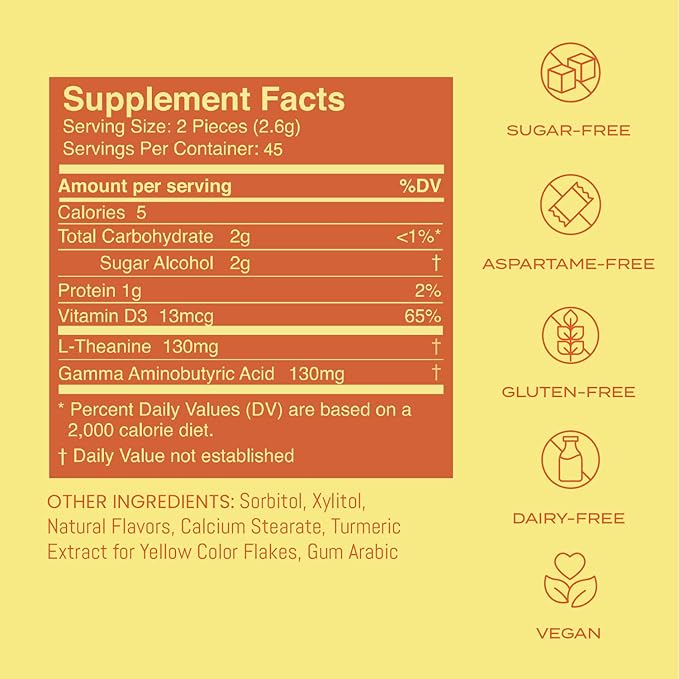 Neuro Calm &amp Clarity Mints - GABA L-Theanine Stress Supplement with Vitamin D3 - Non-Drowsy Functional Calming Mints for Mood Mental Clarity &amp Cognitive Function - Honey Lemon 90 ct