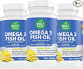 Omega 3 Fish Oil Supplements Maximum Strength 2400 mg Omega-3 1440mg Fish Oil EPA DHA Fatty Acids Heart Health Vision Eye Brain Immune Support for Women &amp Men. Natural Lemon Flavor 180ct