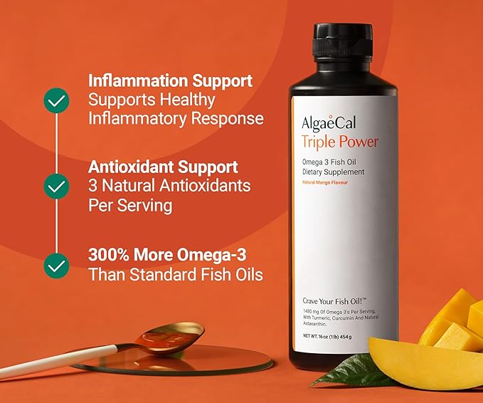 AlgaeCal Bundle - Plant Based Calcium Supplement with Vitamin D3 for Bone Health &amp Strength &amp Triple Power Omega-3 Fish Oil Natural Liquid Emulsion with EPA &amp DHA Curcumin Astaxanthin