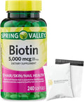 Spring Valley Biotin 5000 mcg 240 Count Dietary Supplement for Hair Skin Nails Hair Vitamins for Hair Loss for Women Set with Basket Goods Store