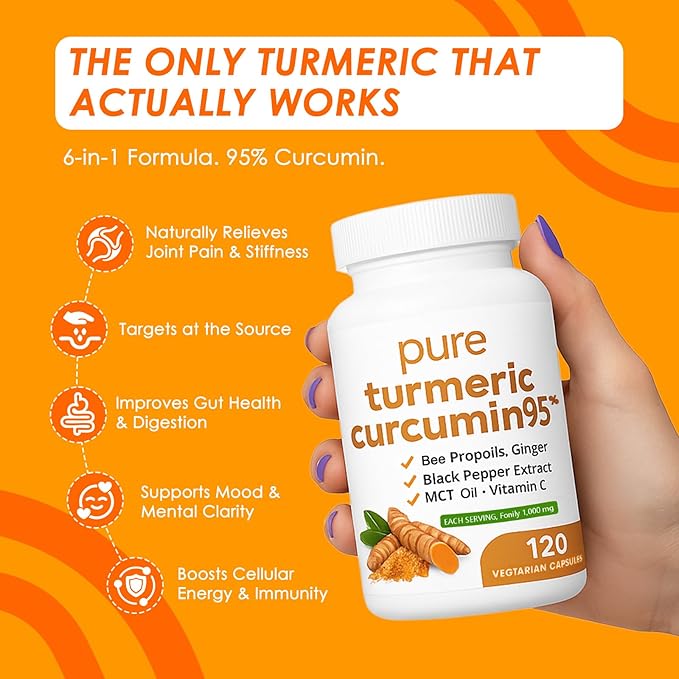 Turmeric Pure Turmeric Curcumin 95 1000 mg - Black Pepper Extract | Vegan Capsules 120