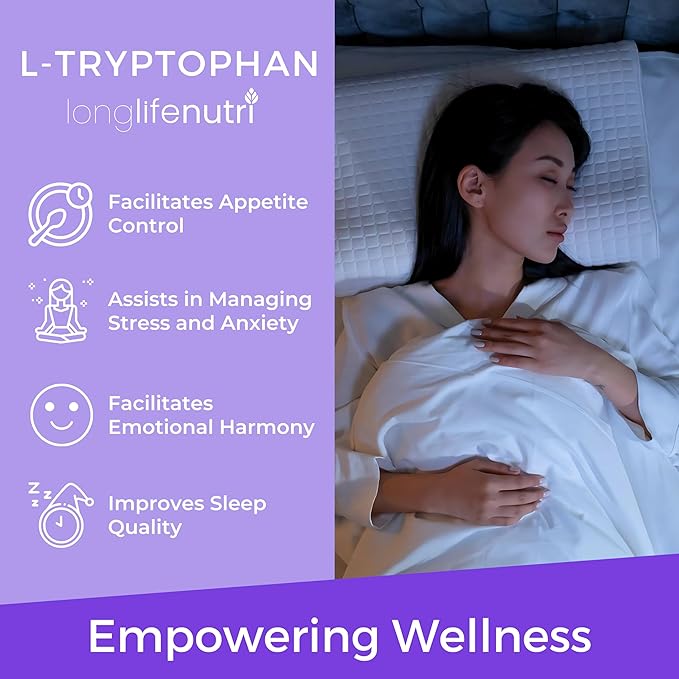 LongLifeNutri L-Tryptophan 500 mg &amp Uridine Monophosphate 300 mg Bundle – 180 Veg Caps + 120 Veg Caps 6 &amp 4-Month Supply Sleep &amp Mood + Focus Support Non-GMO Lab Tested Made in USA
