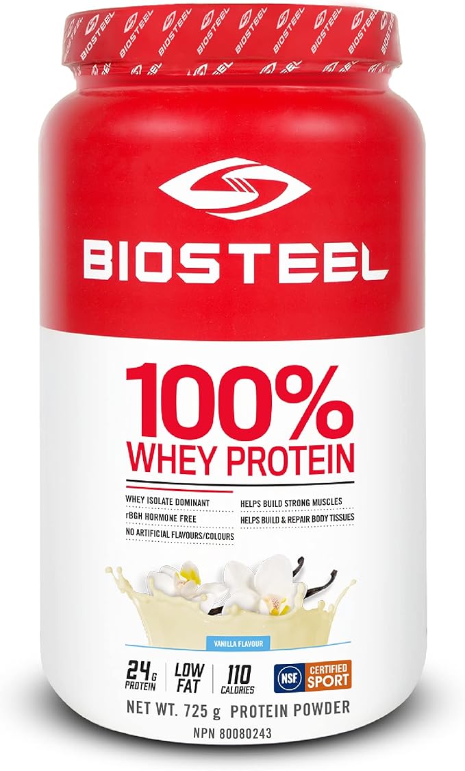 BIOSTEEL Sports Vanilla 100% Whey Protein Powder Supplement rBGH Hormone Free &amp Non-GMO Post Workout Formula 25 Servings 25.5 Ounces Trusted by Pro Athletes NSF for Sport