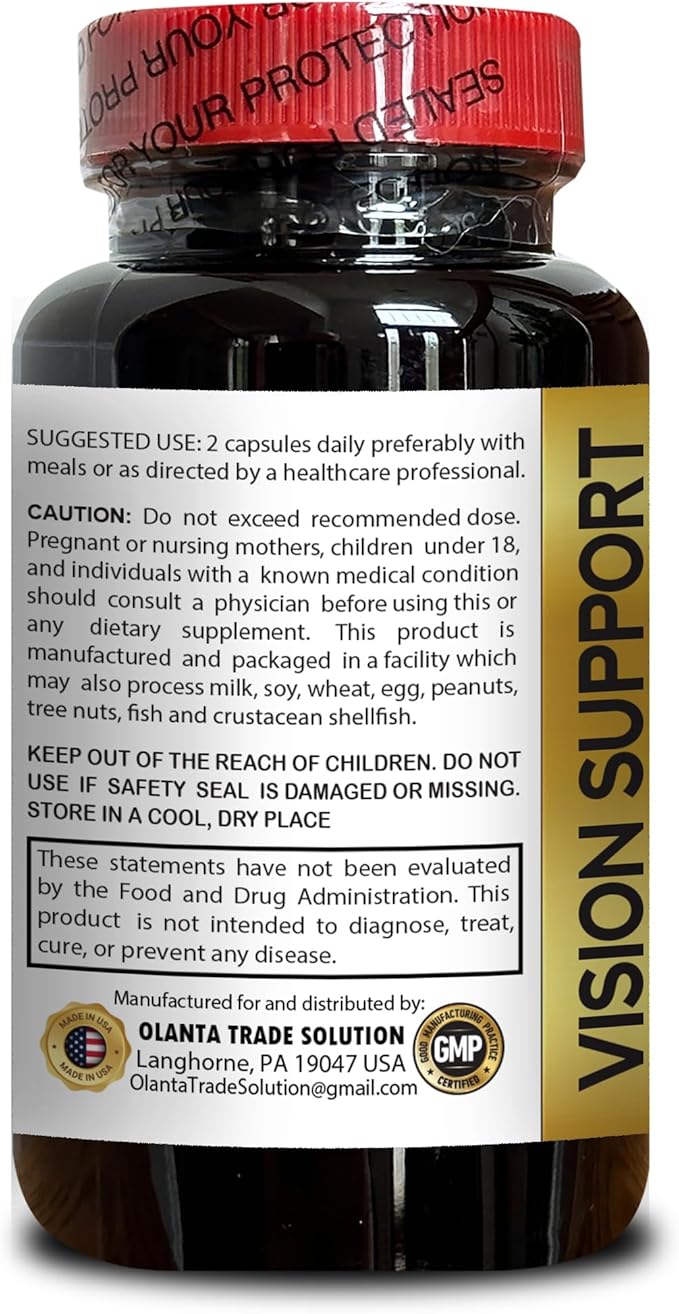 Daily Eye Formula with Organic Lutein Supplements for Eyes | Bilberry Extract &amp Herbal Nutrients for Vision Support | Antioxidant Vision Support | 1 Bottle