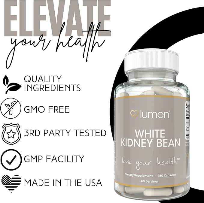 Lumen Naturals White Kidney Bean for Women - 1800mg Per Serving - Veggie Capsules - 180 Count - 60 Servings