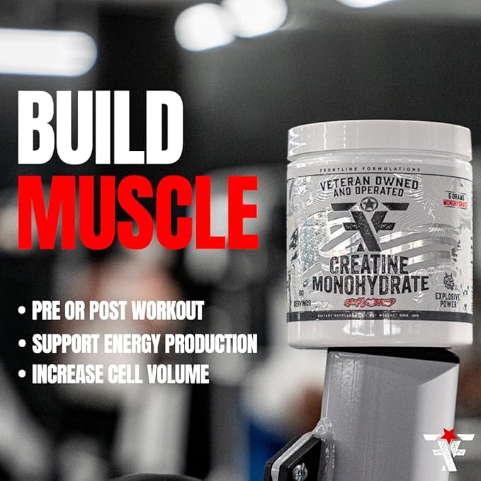 Creatine Monohydrate Promotes Lean Muscle Growth Unflavored Aids Muscle Recovery Post-Workout Supplement Veteren Owned and Operated (60 Servings Creatine Monohydrate)