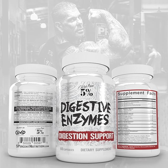 5% Nutrition Rich Piana Digestive Defender 2-in-1 Box with Probio-75 | Probiotic + Prebiotic &amp Diges-Ten Digestive Enzyme Formula (30 Svgs)