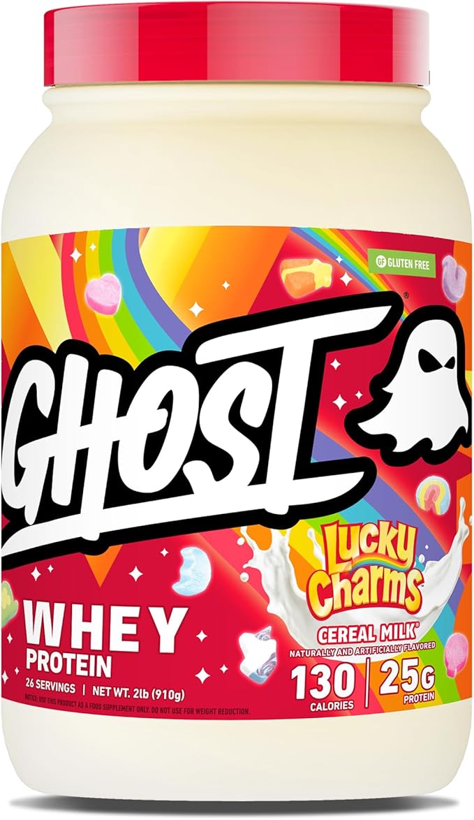 GHOST Whey Protein Powder Lucky Charms Cereal Milk - 2LB 25G of Protein - Whey Protein Isolate &amp Concentrate Blend - Post Workout Fitness &amp Nutrition Shakes Smoothies &amp Baking - Soy &am
