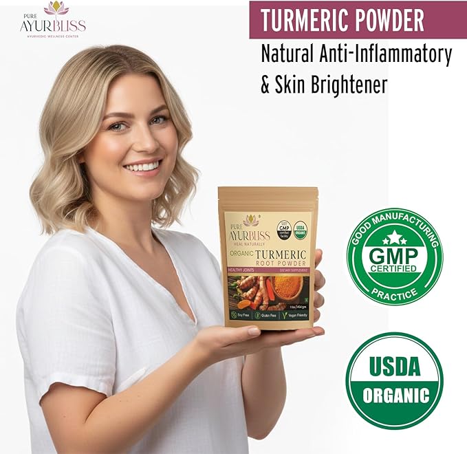 100% Organic Turmeric Powder for Daily Balance with Curcumin for Joint Health Immune Support and Gut Wellness Ayurvedic Superfood for Cooking Golden Milk DIY Masks - 16oz