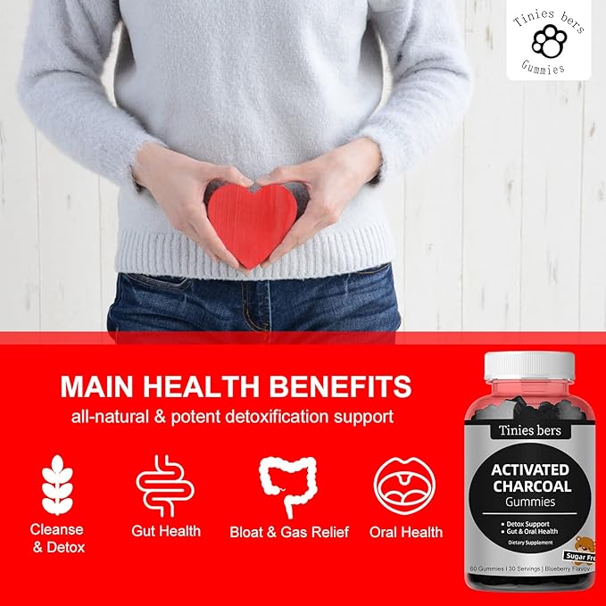 Activated Charcoal Gummies 400mg Magnesium Oxide Gummies 500mg Sugar Free for Adults &amp Kids Quicker to Cleanse Detox Gas Relief Gut &amp Oral Health Best Mg Form for ‘Digestion’