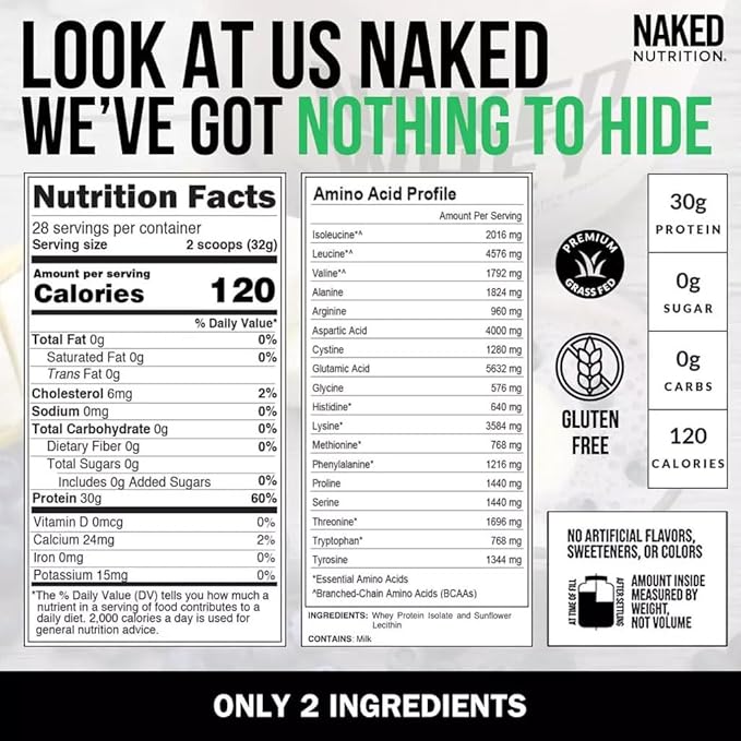 NAKED Whey Isolate Protein Powder (28 Servings) Collagen Peptides Protein Powder 20oz (60 Servings) – Grass-Fed Zero Carb Unflavored Non-GMO Gluten Free Keto Paleo Friendly