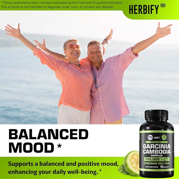 Garcinia Cambogia Wellness Support Supplement for Women &amp Men - Herbal Extract with Antioxidant Properties - Energy Booster for Daily Vitality and Digestive Support - 60 Count