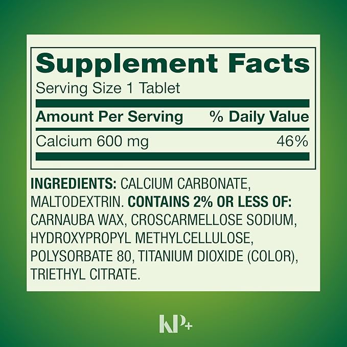 KP+ Calcium 600 mg | Bone Health Support | Gluten Free | 100 Tablets | Pack of 2