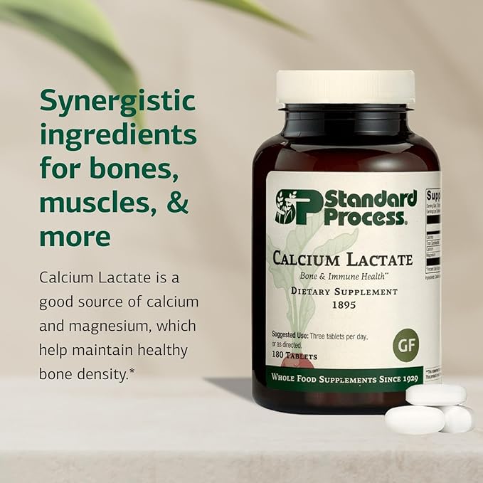 Standard Process Calcium Lactate Bone &amp Immune Health Dietary Support - Vegan Gluten-Free Non-Dairy Non-Soy &amp Non-Grain - Bone Joint &amp Health Support - 180 Tablets