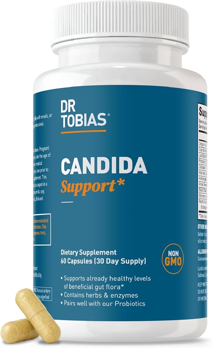Dr. Tobias Candida Support &amp Prebiotics Bundle – Gut Cleanse Detox Flora Balance &amp Immune Support with Oregano Caprylic Acid &amp PreforPro Prebiotic Capsules