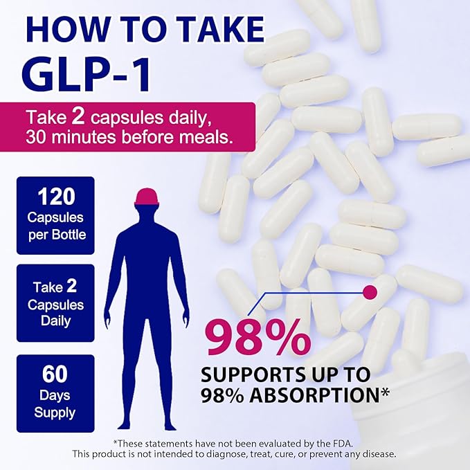 GLP 1 Supplement GLP-1 Probiotic for Appetite Regulate &amp Gut Health Reduce Hunger &amp Cravings for Digestive Promote GLP-1 Production &amp Support Weight Management Vegan for Women &amp Me