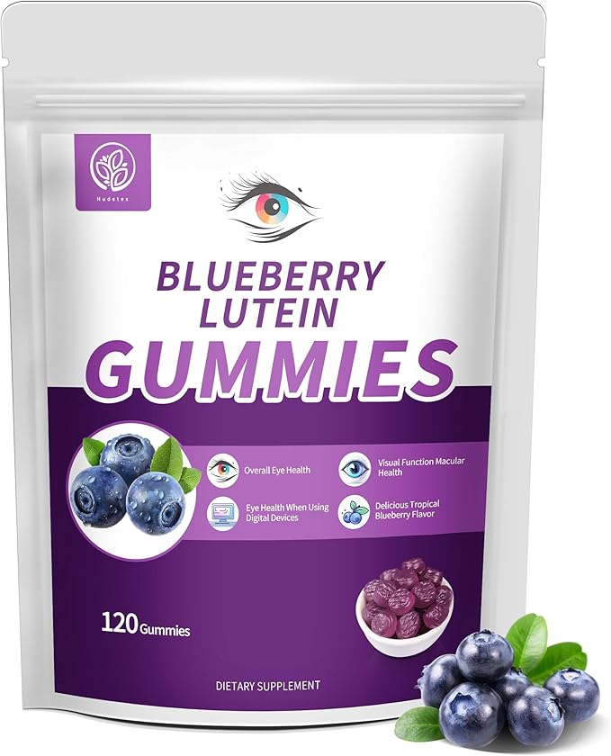 Blueberry Lutein Gummies with 120 Count - 2 Month Supply Eye Health Support Supplement for Kids and Adult Contains Blueberry Juice (30 mg/Gummy) &amp Lutein (20 mg/Gummy)