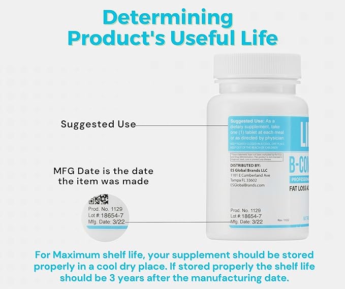 Lipo-BC Complex Lipo BC (60 Tablets) Manufactured by Legere Pharmaceuticals for ES Global