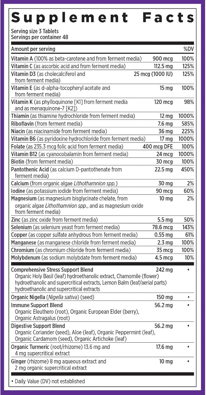 New Chapter Perfect Calm - Daily Multivitamin for Stress &amp Mood Support with B Vitamins + Holy Basil + Lemon Balm + Organic Non-GMO Ingredients - 144 Count