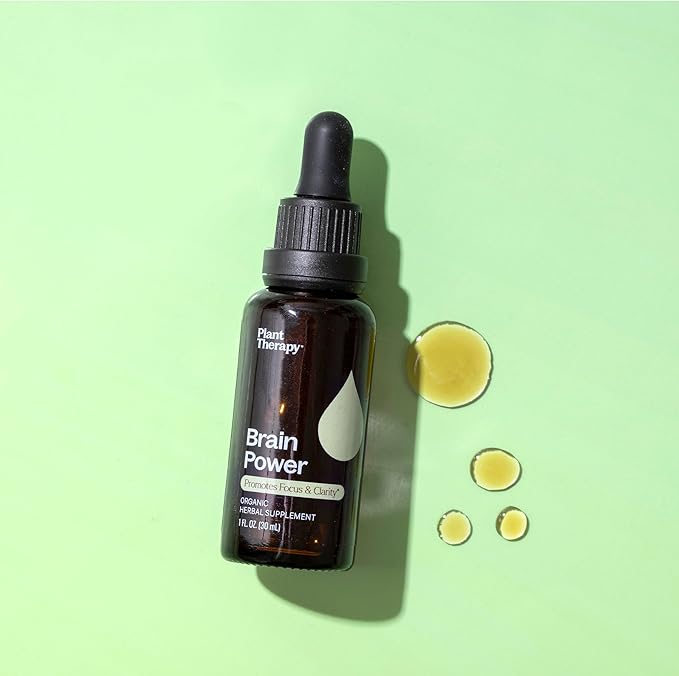 Plant Therapy Organic Brain Power Tincture 30 mL (1 oz) Supports Brain Focus &amp Clarity Helps Mental Alertness &amp Memory Brain Boost Supplement Packed with Benefits