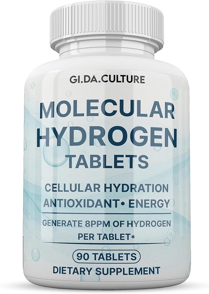 Molecular Hydrogen Water Tablets (8 ppm) | Magnesium Malic &amp L-Tartaric Acid | Hydration &amp Antioxidant Supplement | Energy Support (90 Count (Pack of 1))
