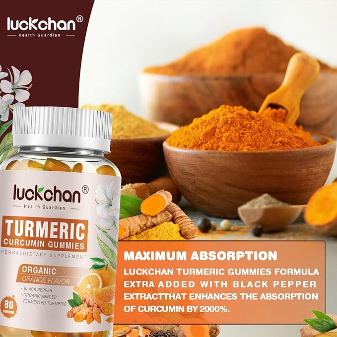 Turmeric and Ginger Gummies (2 Pack) - Turmeric Curcumin with Black Pepper &amp Ginger Supplements for Immune Support Healthy Skin - Vegan Turmeric Gummies for Adults - Gluten Free Low Sugar