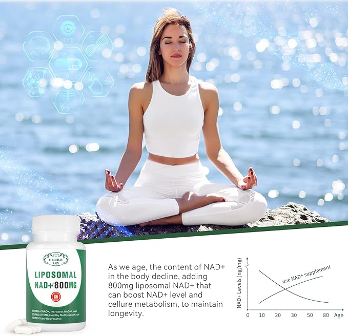NAD+ Supplement Liposomal NAD+ Plus 800MG Nicotinamide Riboside Alternative for Cell Energy Healthy Aging and Muscle Repair 180 Capsules (Pack of 3)
