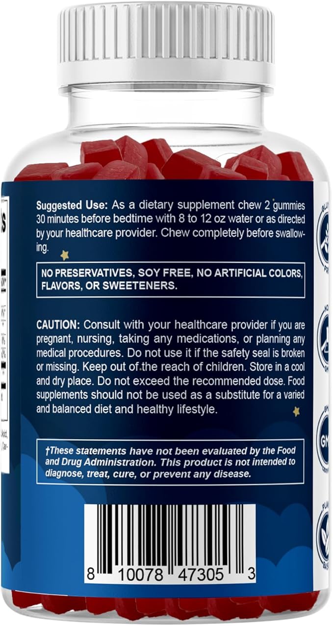Vitamatic Sugar Free Melatonin 60 mg - 60 Vegetarian Gummies - Non-Habit Forming Supplement (Pack of 2)