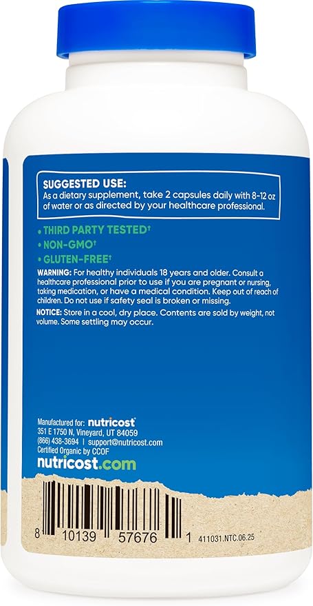 Nutricost Organic Resveratrol (600mg) 120 Capsules - USDA Organic CCOF Certified Vegan GMO-Free Gluten-Free 60 Servings