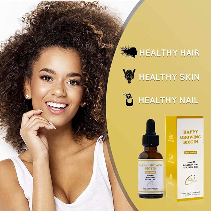 Happy Growing Biotin Liquid Drops for Hair Growth 1 oz