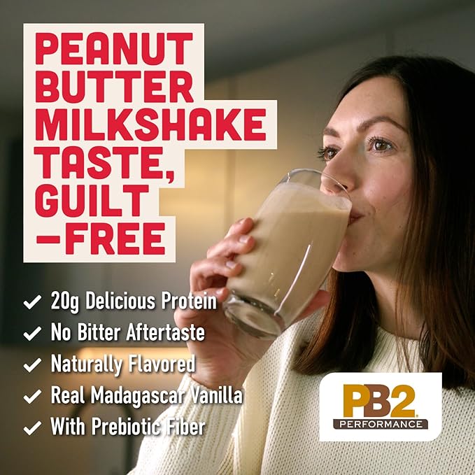 PB2 Performance Peanut Plant Based Vegan Protein Powder | 20g Complete Protein No Added Sugar Prebiotic Fiber | Dairy Free Certified Vegan Non-GMO Gluten Free [Peanut w/Madagascar Vanilla 2LB]