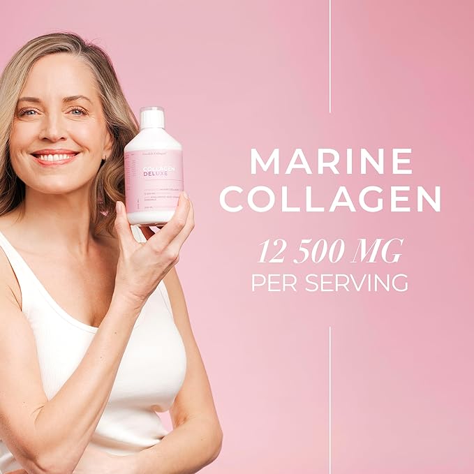 Swedish Collagen Deluxe | 12500 mg Hydrolyzed Marine Collagen Liquid Supplement - 3 x 500 ml (1500 ml in Total) 60 Day Supply | Hyaluronic Acid Biotin &amp Vitamin C for Hair Skin Nails &amp J